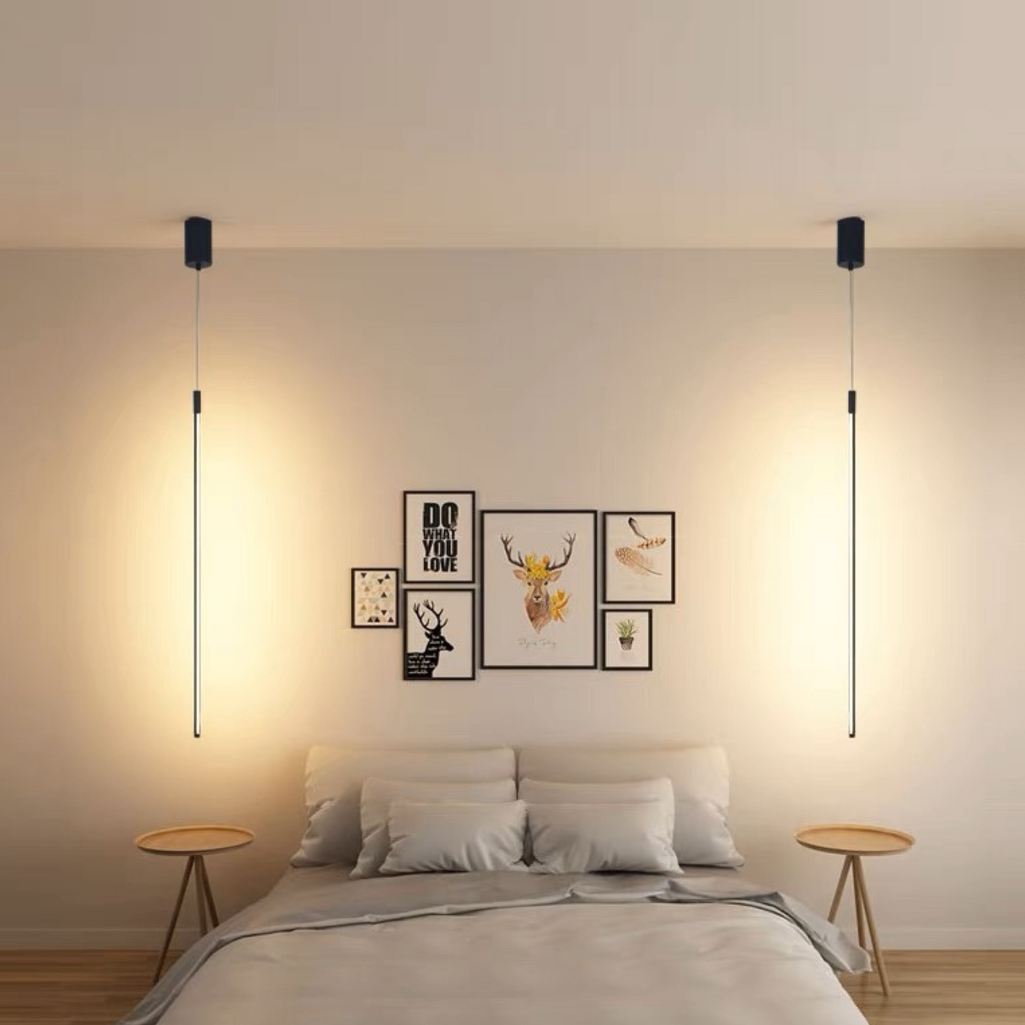 Lampada Sospesa:1313 a Filo minimalista con illuminazione a LED 180 gradi e atmosfera sobria.