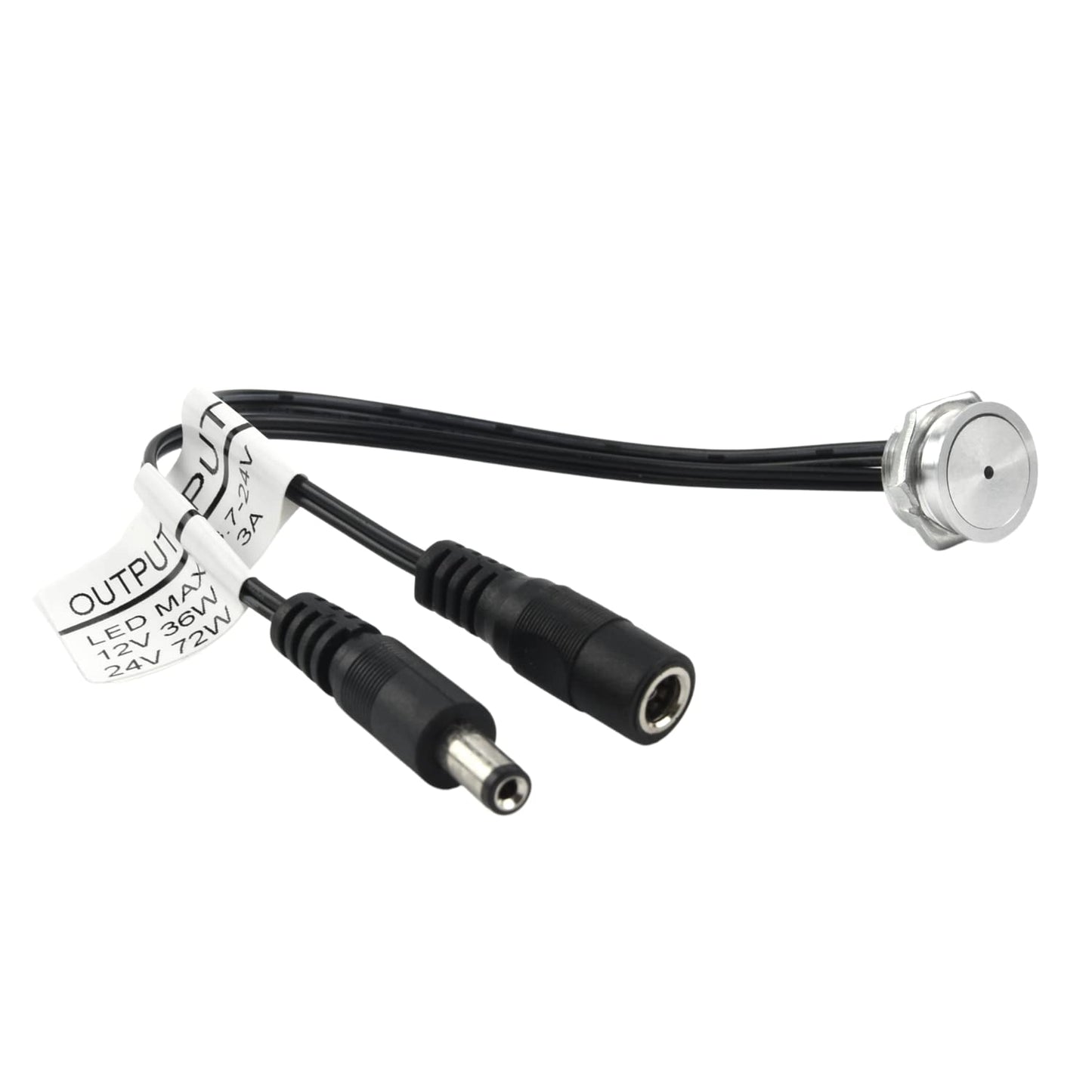 NUOVA GERMANY Interruttore Led Dimmer Touch Da Incasso Colore Acciaio Metallo 5V 12V 24V 3A Con Cavo DC JACK Strip Strisce LED Dimmerabile con indicatore LED Arancione, Massima carica 3A (5 Pezzi)