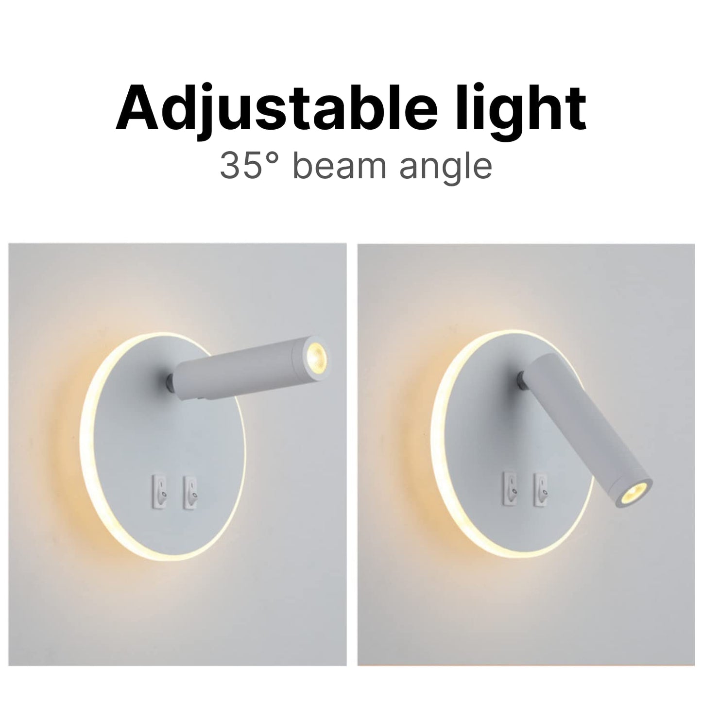 NUOVA GERMANY 3+7W LED Lampada da lettura luce di lettura Bianca Lampada da comodino per la lettura a letto,orientabile pieghevole, luce notturna in alluminio 930lumen