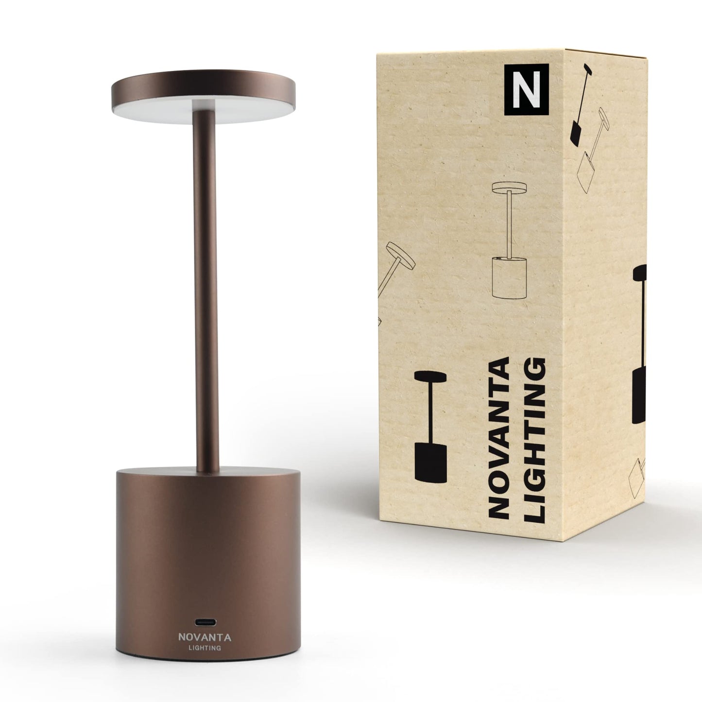 NOVANTA LIGHTING Lampada da Tavolo Ricaricabile Senza Fili in Metallo
