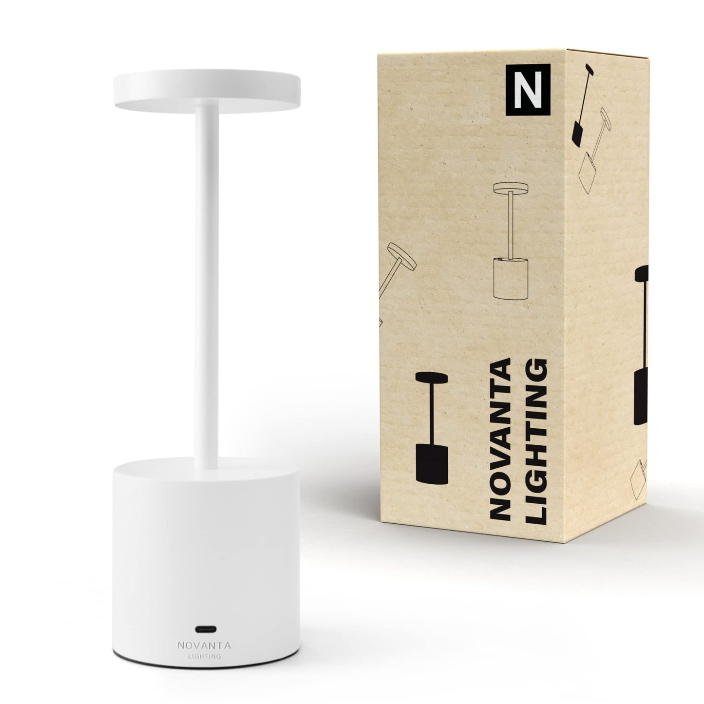 NOVANTA LIGHTING Lampada da Tavolo Ricaricabile Senza Fili in Metallo