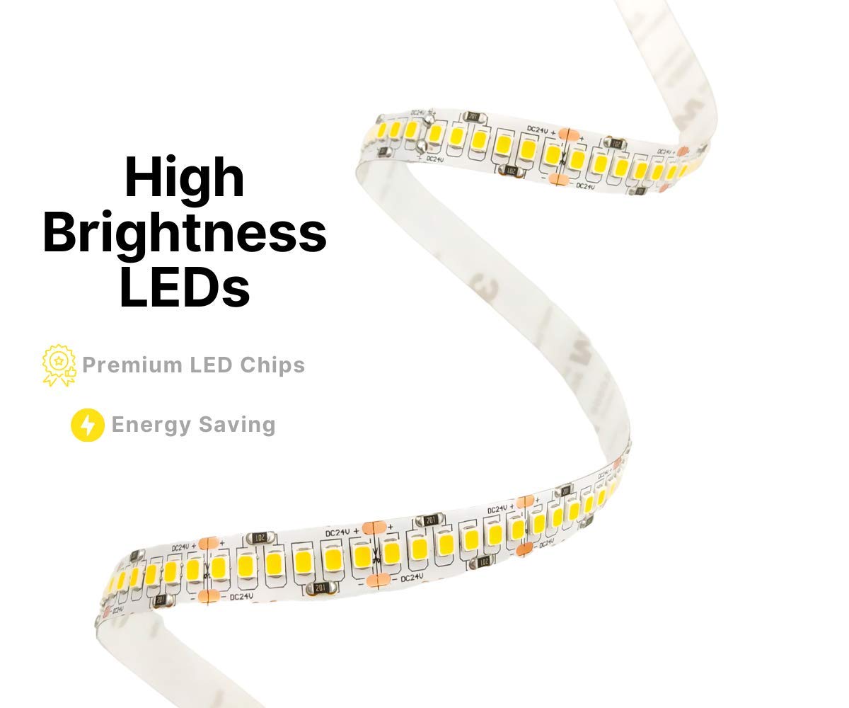 PRO Strip LED Alta Luminosita 5M, Striscia Nastro 140W, 24V 24/M 2520Lm/m