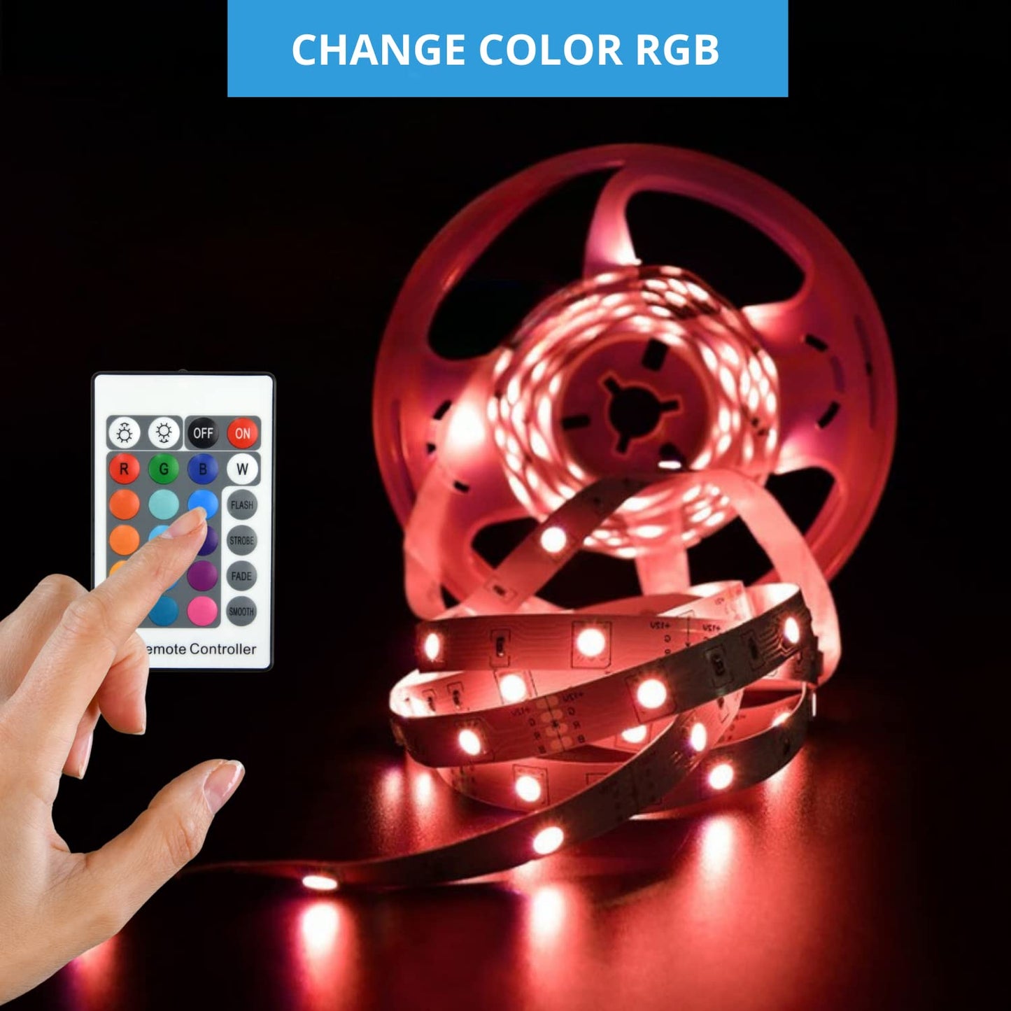 NUOVA GERMANY Striscia LED RGB 10M, Strisce LED con Telecomando con 16 Cambi di Colore, Dimmerabile 4 modalità per la Casa, Camera da Letto,TV,Decorazioni per Mobili,Feste,12V