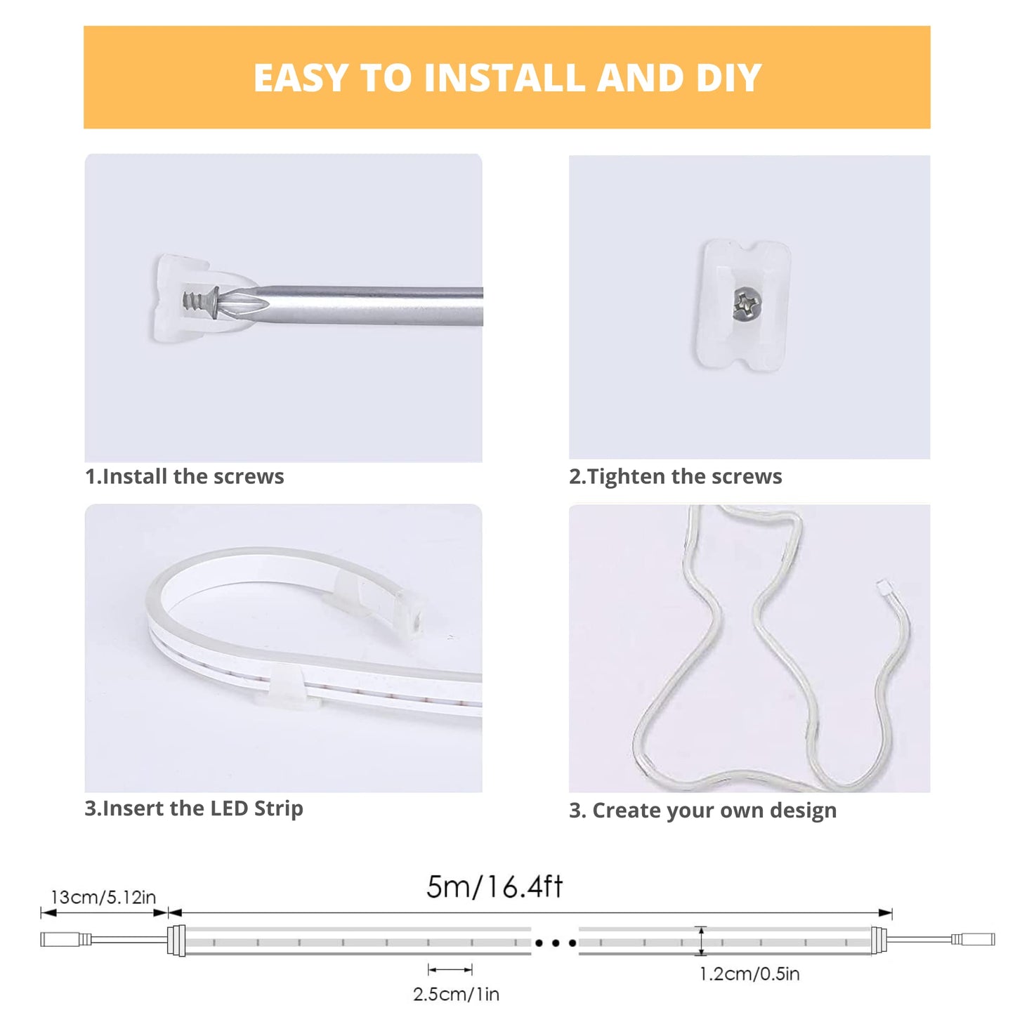 NUOVA GERMANY Neon LED Striscia Nastro Luminoso Flex, 5 Metri 12V Tagliabile Silicone Impermeabile per Interno Esterno Alimentatore incluso