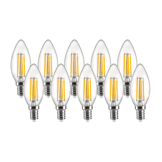 NUOVA GERMANY Filamento LED E14, 4W Equivalenti a 40W, 400Lm, 3000K Luce Calda, Oliva C35 Stile Vintage, Non Dimmerabile, Confezione da 10 Pezzi