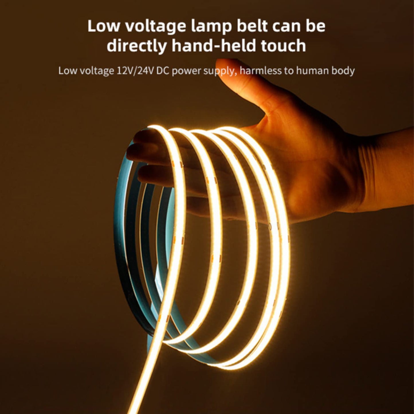 5 Metri Strip LED COB 24V 11W/M CRI 95> Alta luminosità