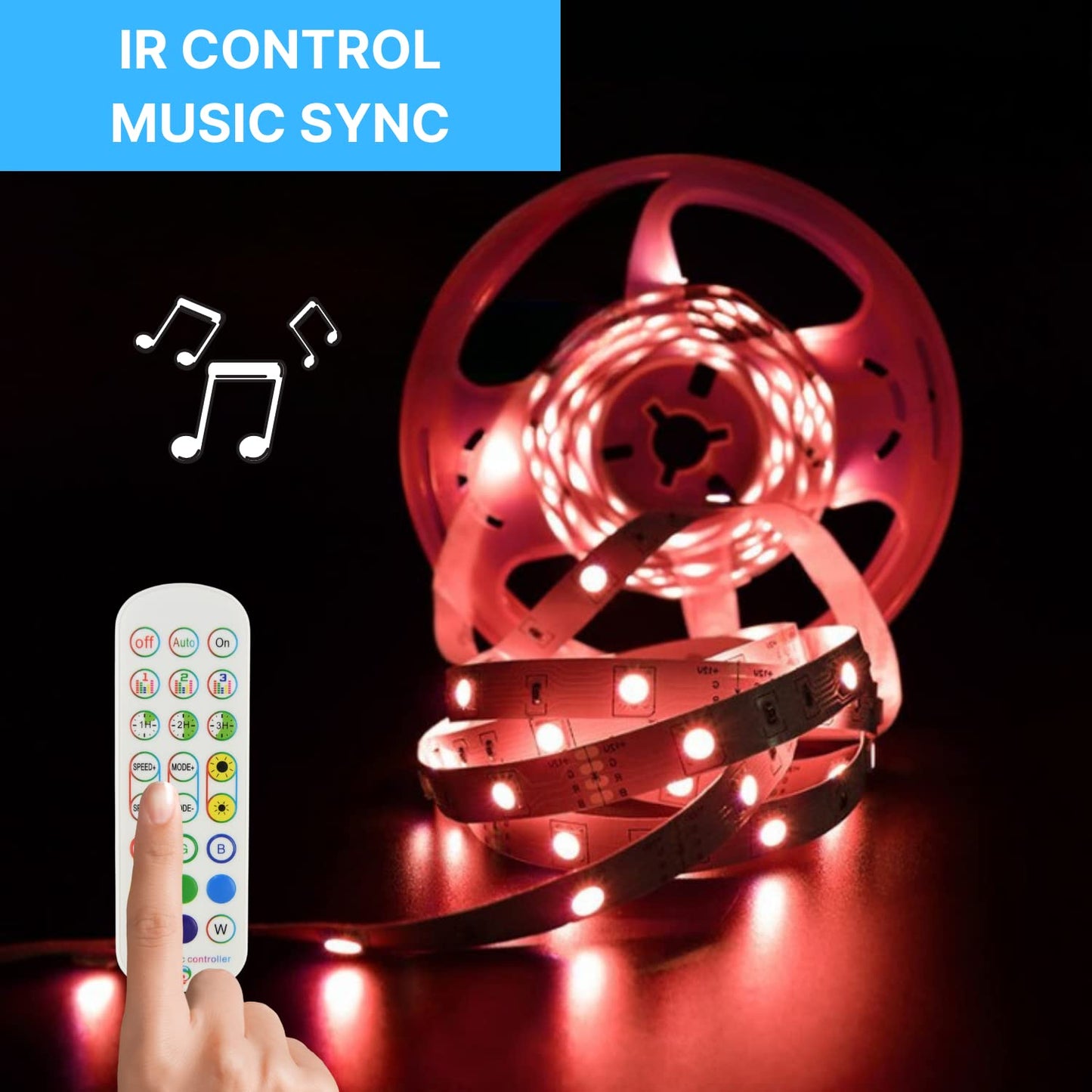 NUOVA GERMANY Striscia LED RGB 10M, Strisce LED con Telecomando con 16 Cambi di Colore, Dimmerabile 4 modalità per la Casa, Camera da Letto,TV,Decorazioni per Mobili,Feste,12V