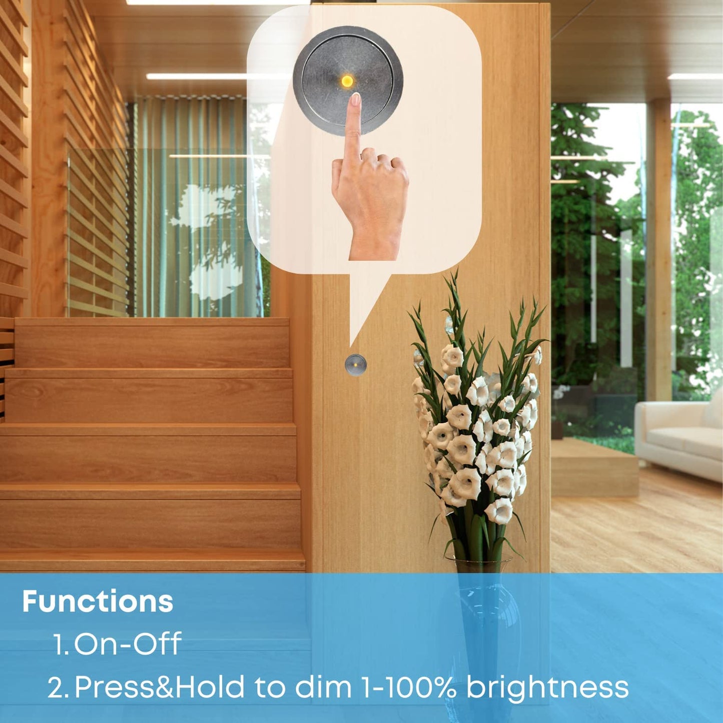 NUOVA GERMANY Interruttore Led Dimmer Touch Da Incasso Colore Acciaio Metallo 5V 12V 24V 3A Con Cavo DC JACK Strip Strisce LED Dimmerabile con indicatore LED Arancione, Massima carica 3A (5 Pezzi)