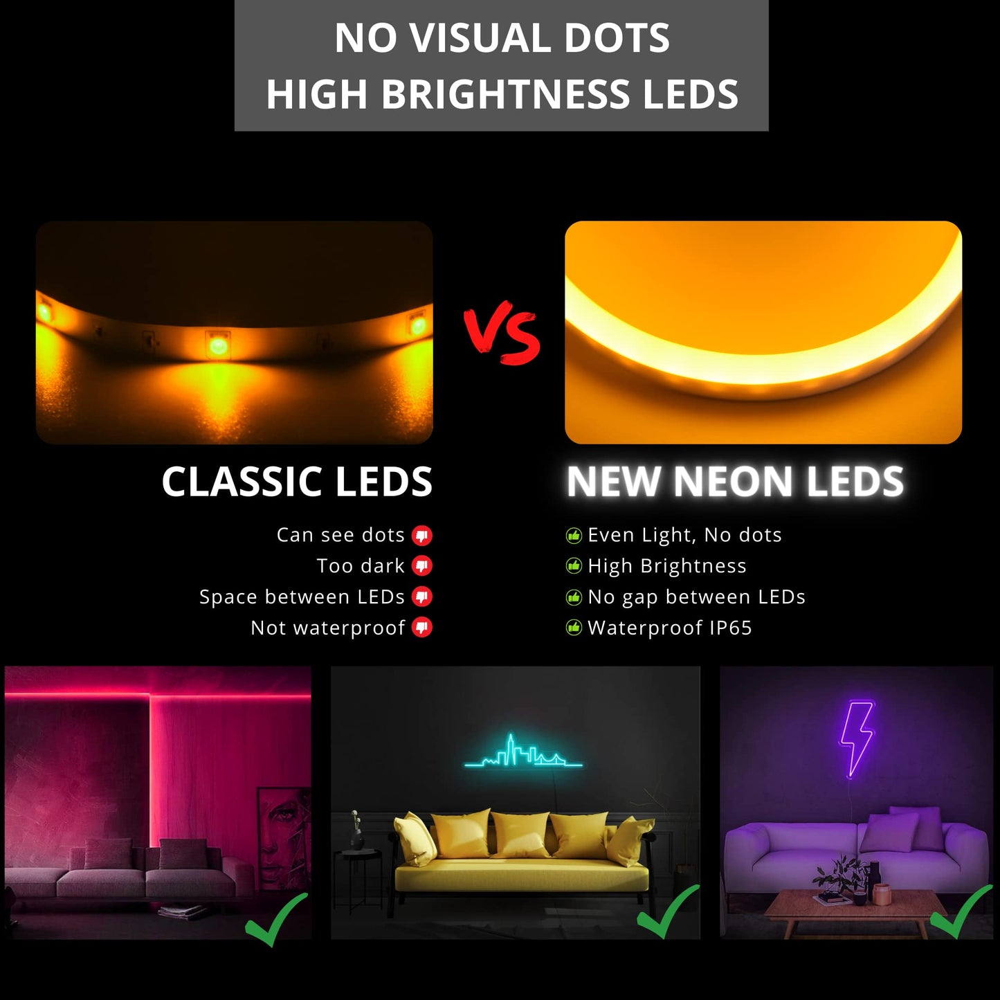 NUOVA GERMANY Neon LED Striscia Nastro Luminoso Flex, 5 Metri 12V Tagliabile Silicone Impermeabile per Interno Esterno Alimentatore incluso
