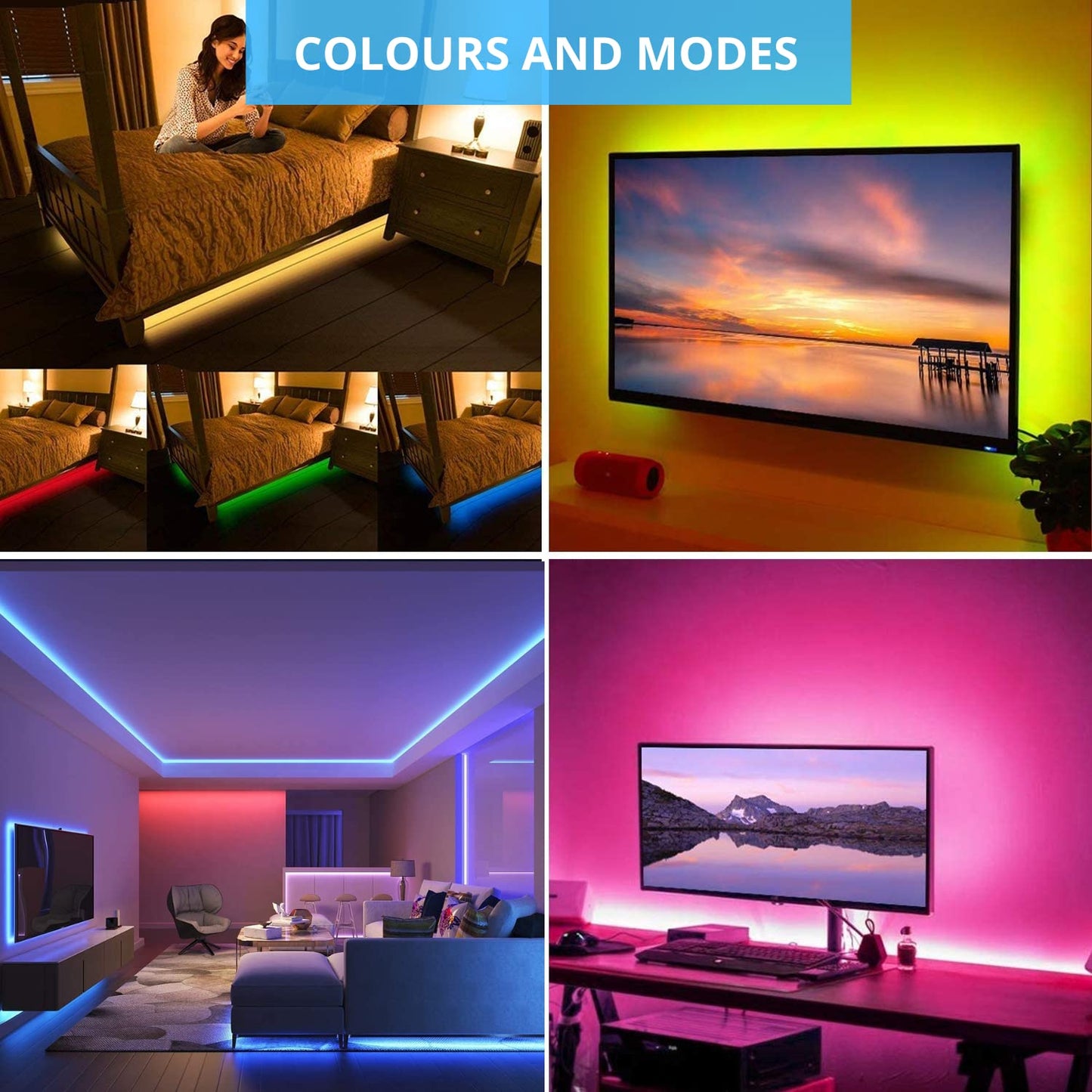 NUOVA GERMANY Striscia LED RGB 10M, Strisce LED con Telecomando con 16 Cambi di Colore, Dimmerabile 4 modalità per la Casa, Camera da Letto,TV,Decorazioni per Mobili,Feste,12V