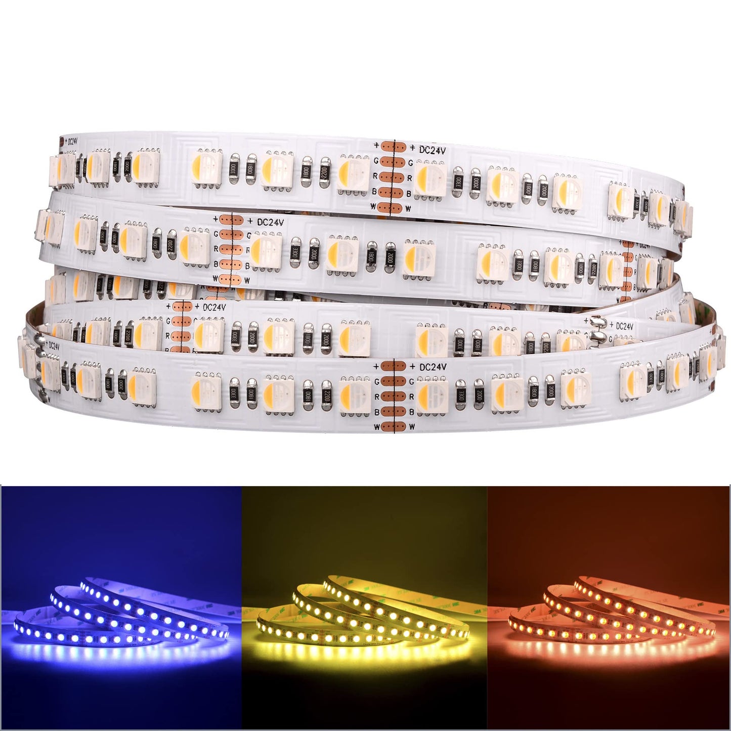 5050 RGBW RGB+Bianco Freddo (6000K) 4 colori in 1 LED 5M 60 LEDs / m
