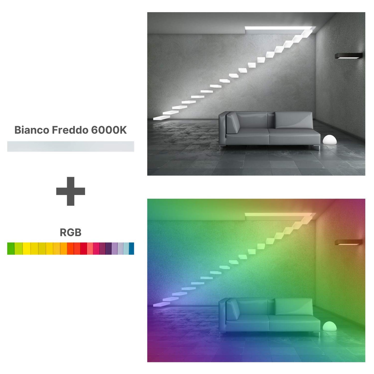 5050 RGBW RGB+Bianco Freddo (6000K) 4 colori in 1 LED 5M 60 LEDs / m