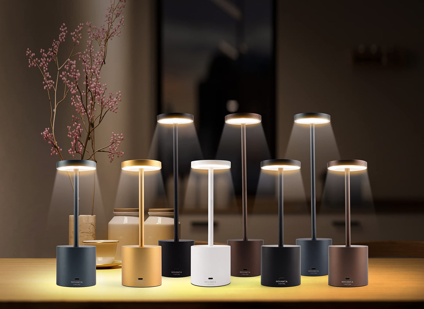 NOVANTA LIGHTING Lampada da Tavolo Ricaricabile Senza Fili in Metallo