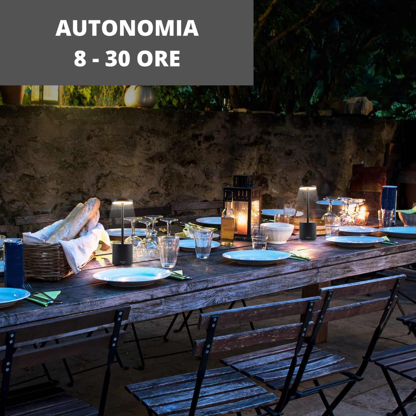 NOVANTA LIGHTING Lampada da Tavolo Ricaricabile Senza Fili in Metallo