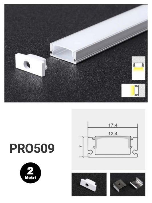 Profilo in alluminio per LED - Modello 509 Lineare