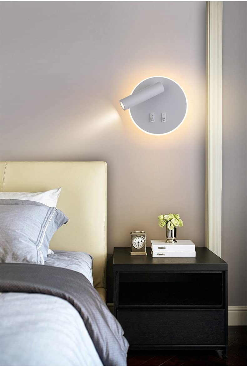 NUOVA GERMANY 3+7W LED Lampada da lettura luce di lettura Bianca Lampada da comodino per la lettura a letto,orientabile pieghevole, luce notturna in alluminio 930lumen