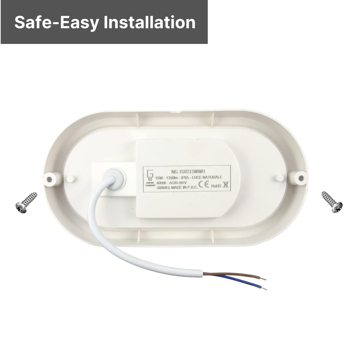 NUOVA GERMANY Plafoniera Applique Ovale LED Interno ed Esterno IP65 15W 1350Lumen Impermeabile