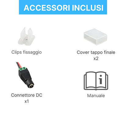 NUOVA GERMANY Striscia Neon LED Silicone Impermeabile IP67 10W/M Alta luminosà per decorazione interna ed esterna Cartello, Insegna, Giardino, Studio, Stanza gaming DC24V