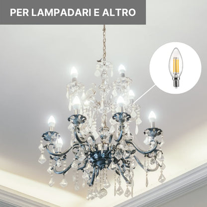 NUOVA GERMANY Filamento LED E14, 4W Equivalenti a 40W, 400Lm, 3000K Luce Calda, Oliva C35 Stile Vintage, Non Dimmerabile, Confezione da 10 Pezzi