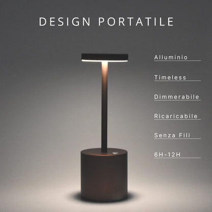 NOVANTA LIGHTING Lampada da Tavolo Ricaricabile Senza Fili in Metallo