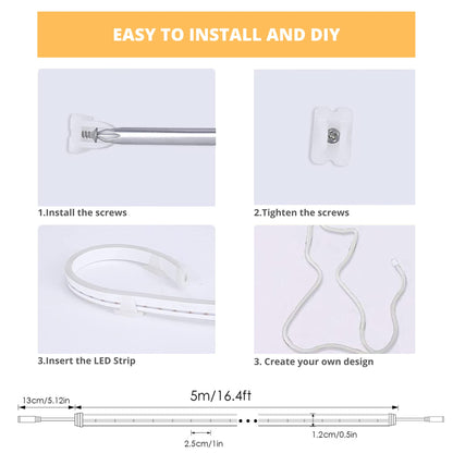 NUOVA GERMANY Neon LED Striscia Nastro Luminoso Flex, 5 Metri 12V Tagliabile Silicone Impermeabile per Interno Esterno Alimentatore incluso