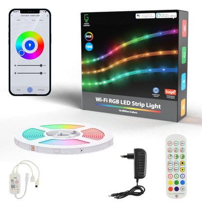 NUOVA GERMANY Striscia LED RGB 10M, Strisce LED con Telecomando con 16 Cambi di Colore, Dimmerabile 4 modalità per la Casa, Camera da Letto,TV,Decorazioni per Mobili,Feste,12V