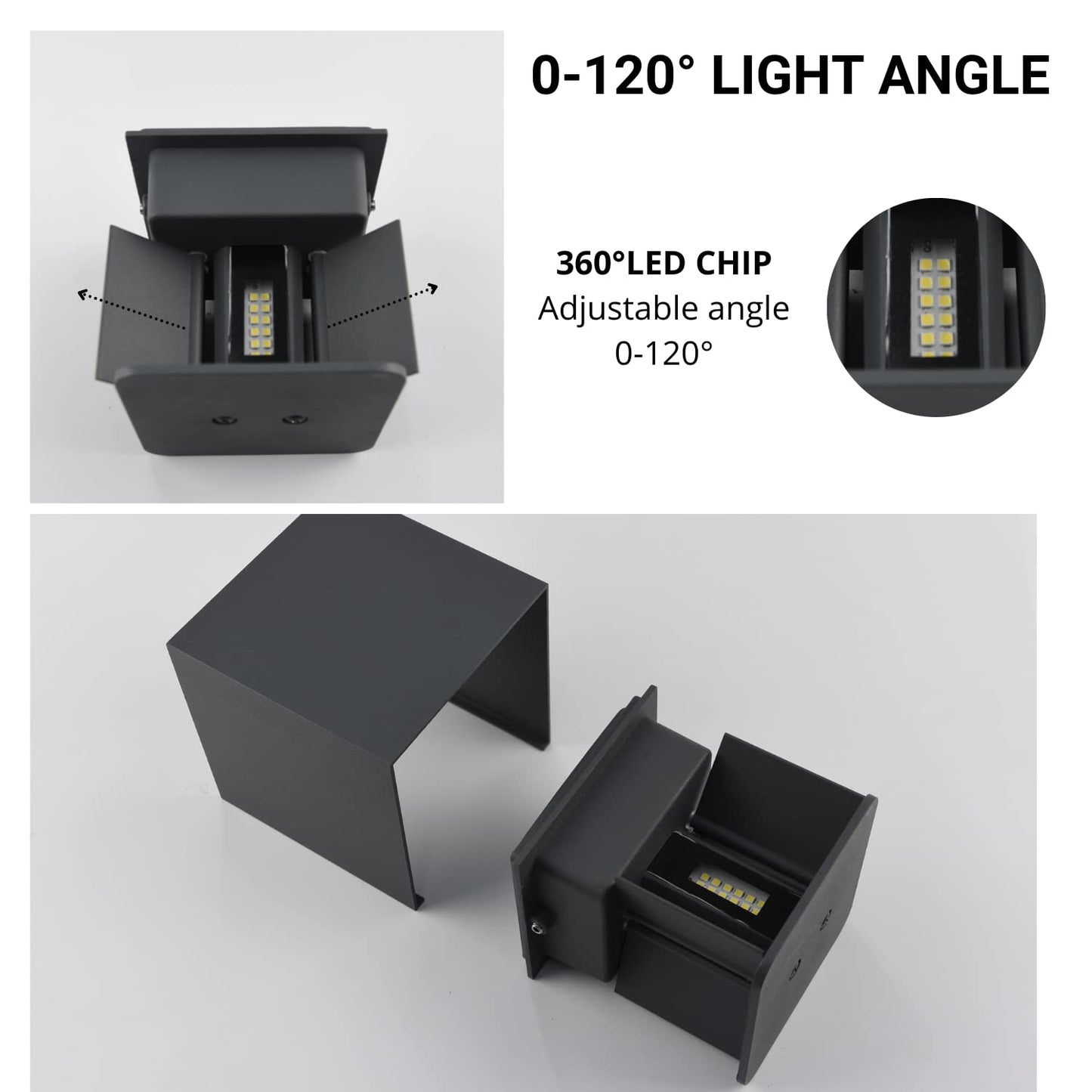 Applique Cubo a LED IP65 per interno/esterno 12W Regolabile 1000lumen Moderno Alluminio