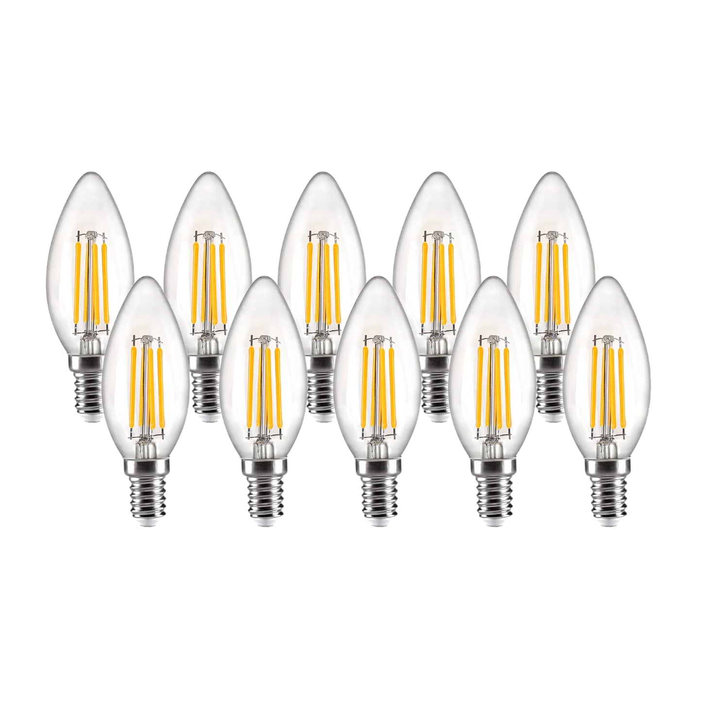 NUOVA GERMANY Filamento LED E14, 4W Equivalenti a 40W, 400Lm, 3000K Luce Calda, Oliva C35 Stile Vintage, Non Dimmerabile, Confezione da 10 Pezzi