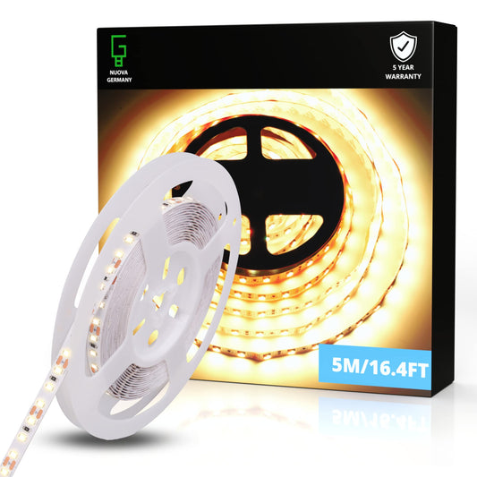 NUOVA GERMANY Striscia LED 5M SMD2835 120LED/m, 24V Luce Bianca Fredda/Naturale/Calda Dimmerabile Alta Luminosità, 3000K-4000K-6000K, Luce Nastro Luminoso, Decorazioni Interne IP20