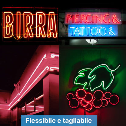 NUOVA GERMANY Striscia Neon LED Silicone Impermeabile IP67 10W/M Alta luminosà per decorazione interna ed esterna Cartello, Insegna, Giardino, Studio, Stanza gaming DC24V